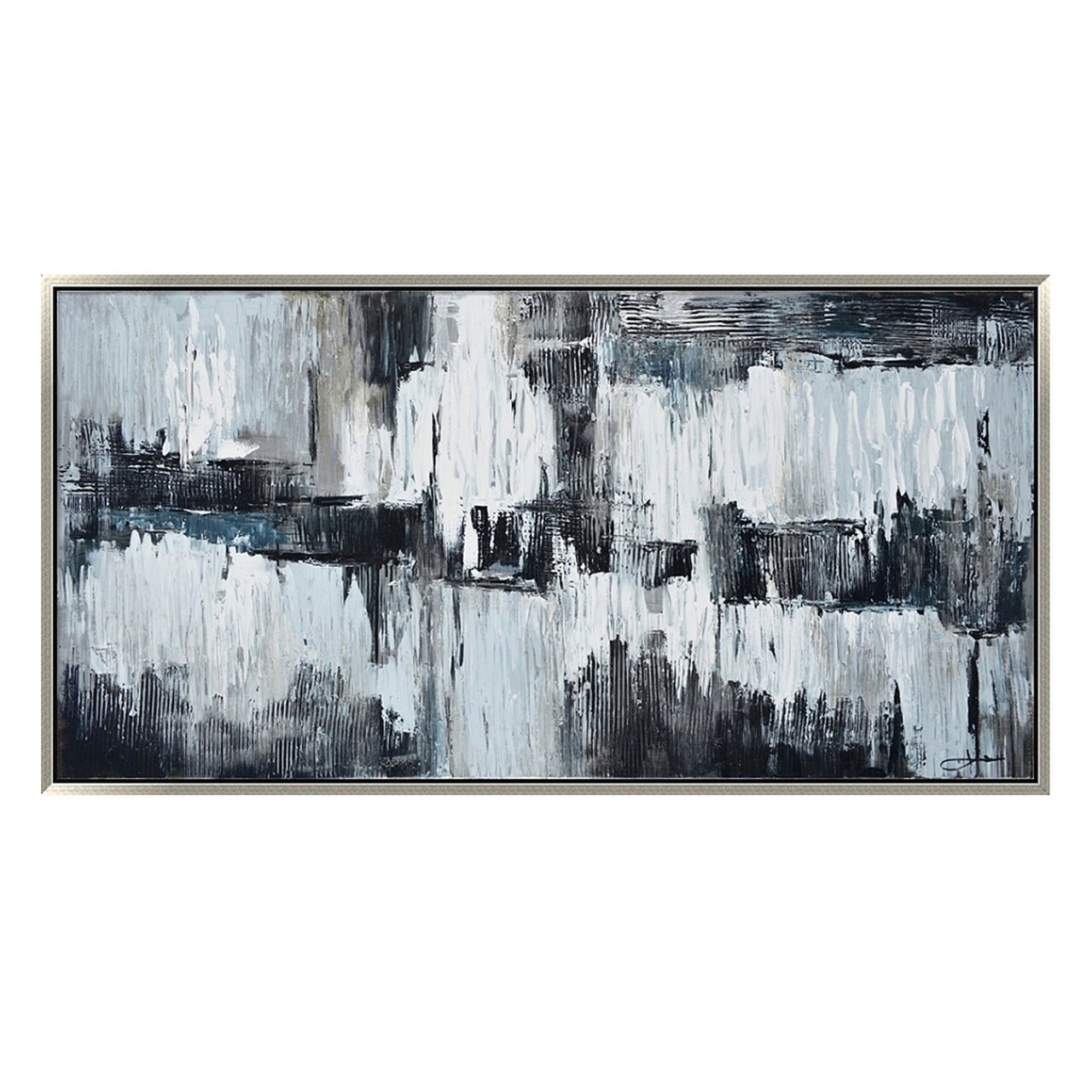 Outdoor Living and Style Black and Gray Abstract Rectangular Wall Art 59" x 30"